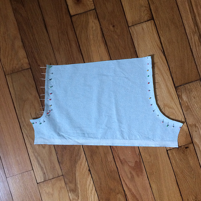 Cut fabric with pins for sewing